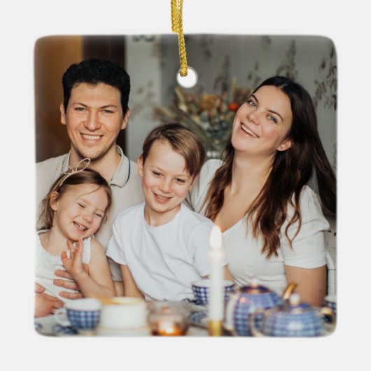 Gepersonaliseerde familiefoto keramisch ornament (Voorkant)