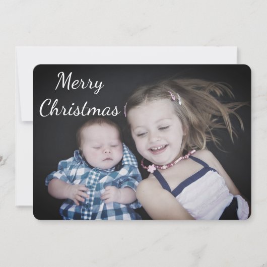 Gepersonaliseerde Familiefoto Kerst Kaart Blauw (Voorkant)