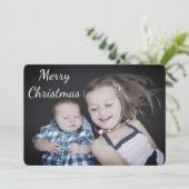 Gepersonaliseerde Familiefoto Kerst Kaart Blauw (Staand voorkant)