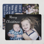 Gepersonaliseerde Familiefoto Kerst Kaart Blauw (Voorkant / Achterkant)