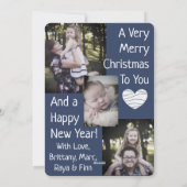 Gepersonaliseerde Familiefoto Kerst Kaart Blauw (Achterkant)