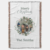 Gepersonaliseerde Familiefoto Kerstkrans Deken (Voorkant Verticaal)