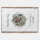 Gepersonaliseerde Familiefoto Kerstkrans Deken (Voorkant)