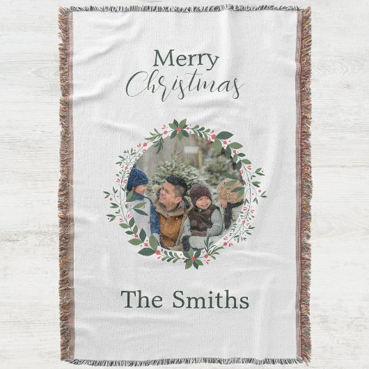 Gepersonaliseerde Familiefoto Kerstkrans Deken