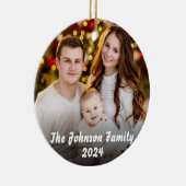 Gepersonaliseerde familiefoto Kerstmis Keramisch Ornament (Rechts)