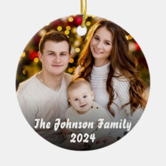 Gepersonaliseerde familiefoto Kerstmis Keramisch Ornament