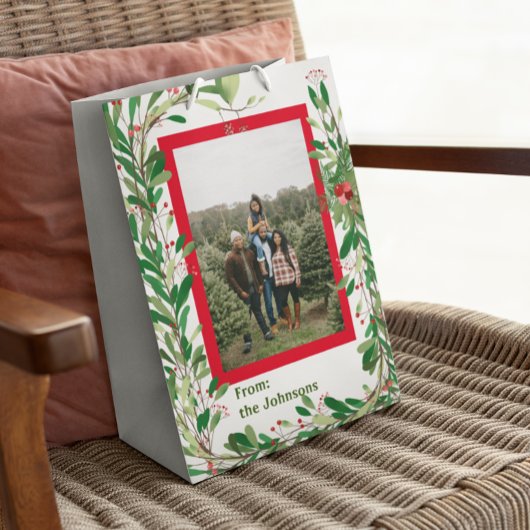 Gepersonaliseerde familiefoto Kerstmonogram Medium Cadeauzakje
