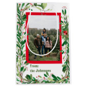 Gepersonaliseerde familiefoto Kerstmonogram Medium Cadeauzakje (Voorkant)