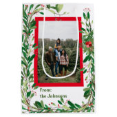 Gepersonaliseerde familiefoto Kerstmonogram Medium Cadeauzakje (Achterkant)