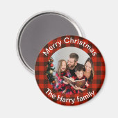 Gepersonaliseerde familiefoto kerstsouvenir magneet (Voorkant / Achterkant)