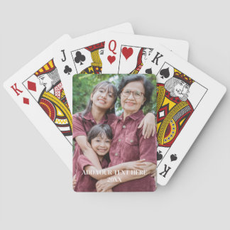 Gepersonaliseerde familiefoto met aangepaste tekst pokerkaarten