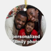 Gepersonaliseerde familiefoto met kerstcitaat keramisch ornament (Voorkant)