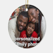 Gepersonaliseerde familiefoto met kerstcitaat keramisch ornament (Links)