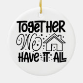 Gepersonaliseerde familiefoto met kerstcitaat keramisch ornament (Achterkant)