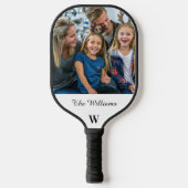 Gepersonaliseerde familiefoto Monogram familienaam Pickleball Paddle (Voorkant)