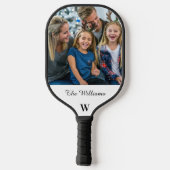 Gepersonaliseerde familiefoto Monogram familienaam Pickleball Paddle (Achterkant)