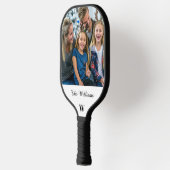 Gepersonaliseerde familiefoto Monogram familienaam Pickleball Paddle (Links)