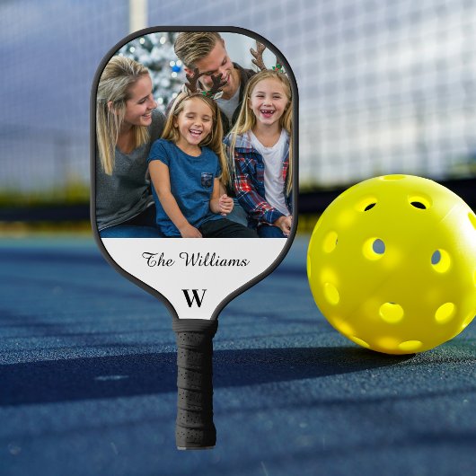 Gepersonaliseerde familiefoto Monogram familienaam Pickleball Paddle