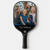 Gepersonaliseerde familiefoto Monogram familienaam Pickleball Paddle (Achterkant)
