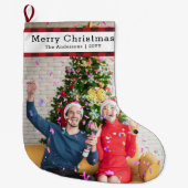 Gepersonaliseerde familiefoto & naam Elegant Grote Kerstsok (Voorkant)