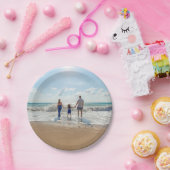 Gepersonaliseerde familiefoto op het strand papieren bordje (Feest)