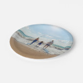Gepersonaliseerde familiefoto op het strand papieren bordje (Gekanteld)