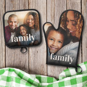 Gepersonaliseerde familiefoto ovenwant & pannenlap set