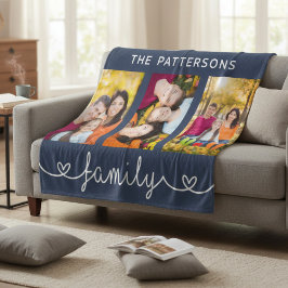 Gepersonaliseerde familiefoto sjabloon script fleece deken