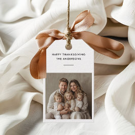 Gepersonaliseerde familiefoto Thanksgiving Cadeaulabel