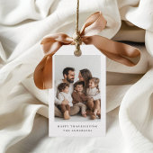 Gepersonaliseerde familiefoto Thanksgiving Cadeaulabel