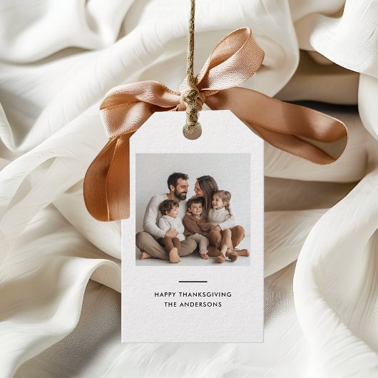 Gepersonaliseerde familiefoto Thanksgiving Cadeaulabel