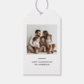 Gepersonaliseerde familiefoto Thanksgiving Cadeaulabel (Voorkant)