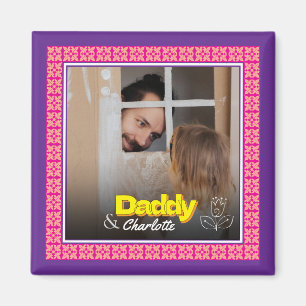 Gepersonaliseerde familiefoto – vader dochter-zoon magneet