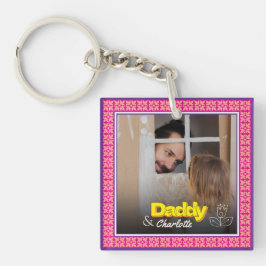 Gepersonaliseerde familiefoto – vader dochter-zoon sleutelhanger