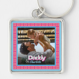 Gepersonaliseerde familiefoto - vader met dochter- sleutelhanger