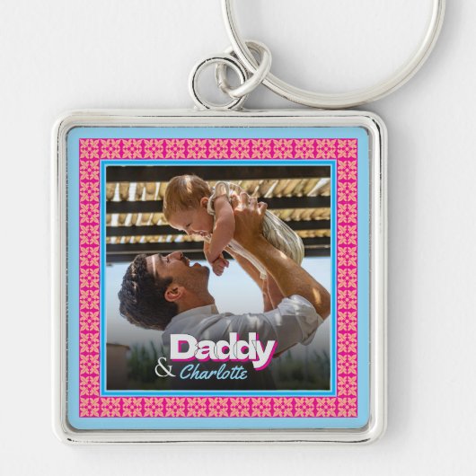 Gepersonaliseerde familiefoto - vader met dochter- sleutelhanger (Voorkant)