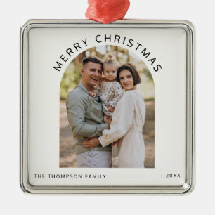 Gepersonaliseerde Familiefoto Vrolijk Kerstfeest 2 Metalen Ornament