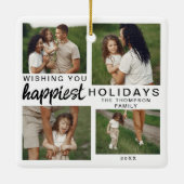 Gepersonaliseerde Familiefotocollage Kerstmis 2024 Keramisch Ornament (Achterkant)