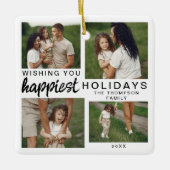 Gepersonaliseerde Familiefotocollage Kerstmis 2024 Keramisch Ornament (Voorkant)