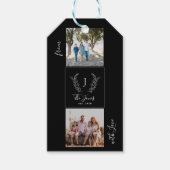 Gepersonaliseerde familiefotocollage met monogram cadeaulabel (Voorkant)