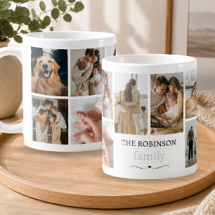 Gepersonaliseerde familiefotocollage met tekst koffiemok