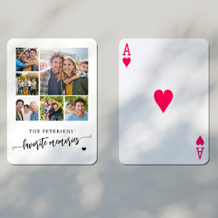 Gepersonaliseerde familiefotocollage naam pokerkaarten