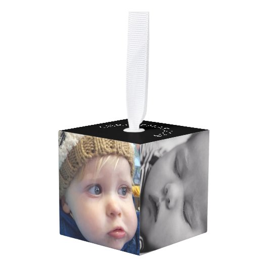 Gepersonaliseerde familiefoto's met kerstmis decoratie (Voorkant hoekig)