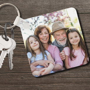 Gepersonaliseerde familieherinnering Foto Sleutelhanger