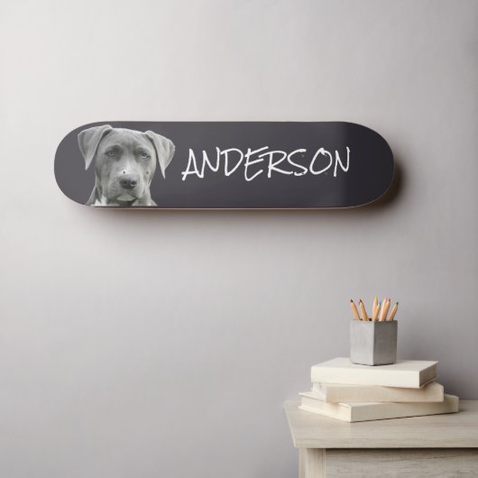 Gepersonaliseerde familiehond persoonlijk skateboard (Muurkunst (Horizontaal))