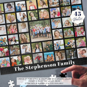 Gepersonaliseerde familienaam 45 Photo Collage Zwa Legpuzzel