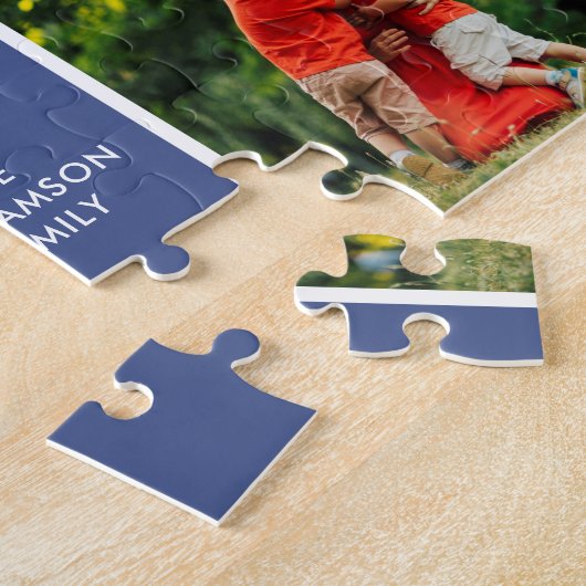 Gepersonaliseerde familienaam 4 foto's collage legpuzzel (Zijkant)