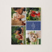 Gepersonaliseerde familienaam 4 foto's collage legpuzzel (Verticaal)