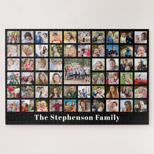 Gepersonaliseerde familienaam 57 Fotocollage Legpuzzel (Horizontaal)