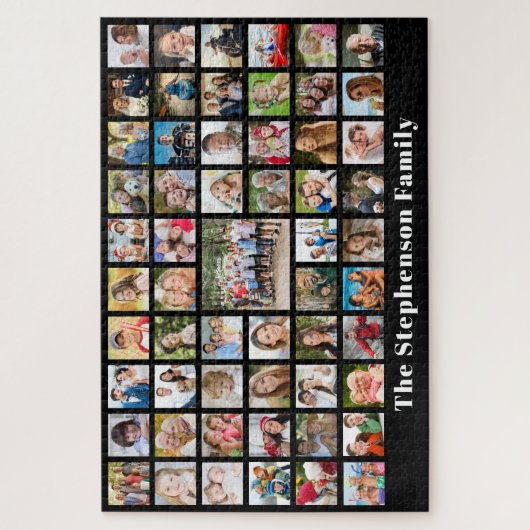Gepersonaliseerde familienaam 57 Fotocollage Legpuzzel (Verticaal)